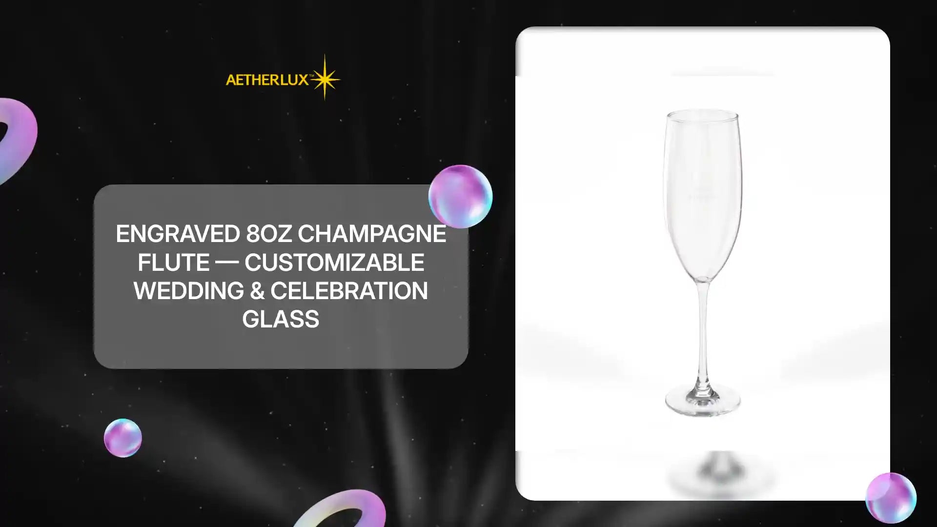 Engraved 8oz Champagne Flute &mdash; Customizable Wedding &amp; Celebration Glass by@Outfy