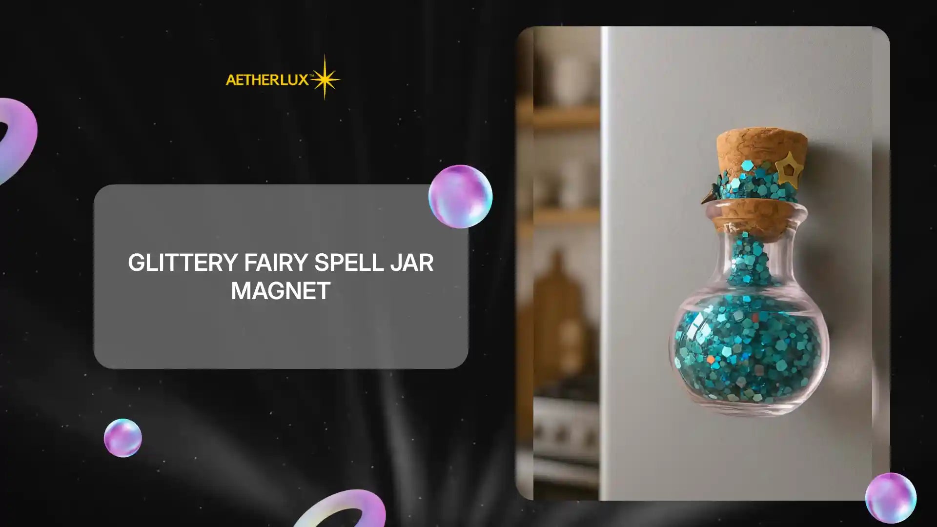 Glittery Fairy Spell Jar Magnet by@Outfy