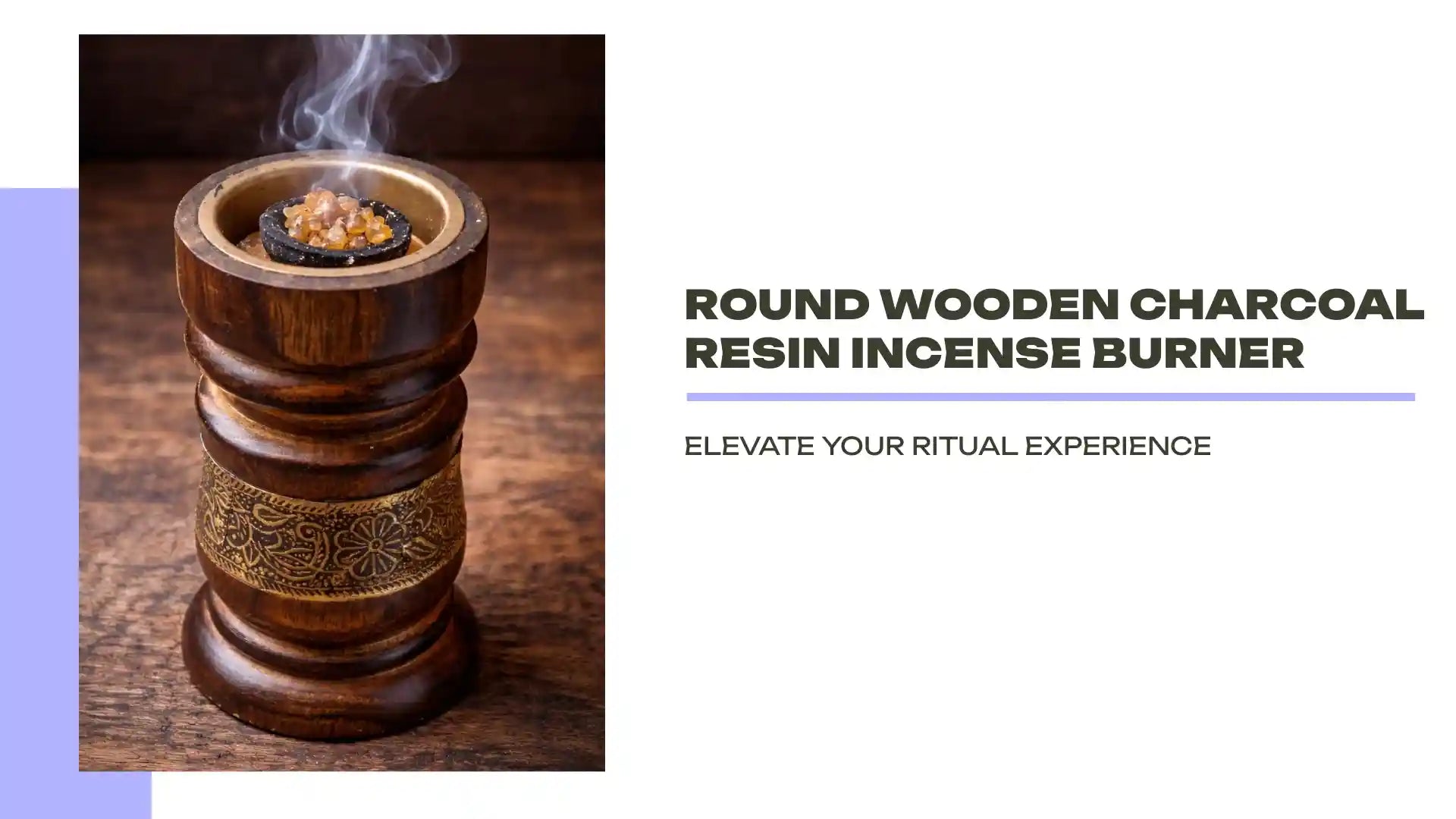 Round Wooden Charcoal Resin Incense Burner by@Outfy