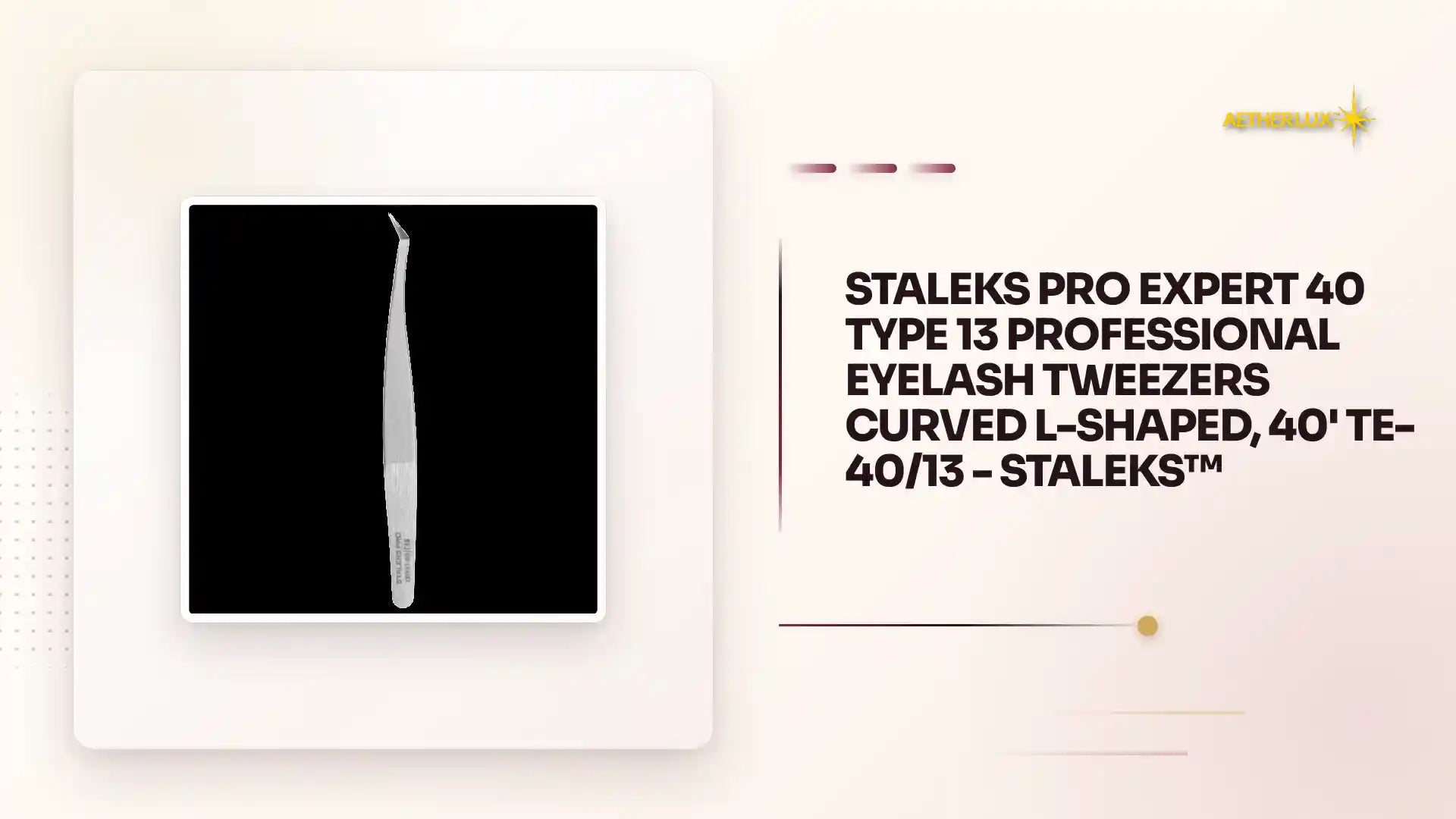 STALEKS PRO EXPERT 40 TYPE 13 PROFESSIONAL EYELASH TWEEZERS CURVED L-SHAPED, 40' TE-40/13 - STALEKS&trade; by@Outfy
