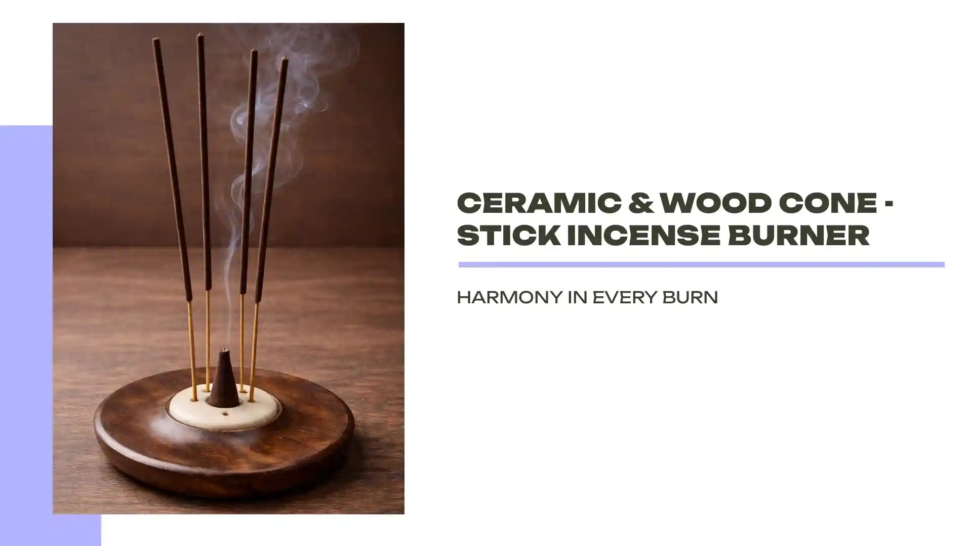 Ceramic &amp; Wood Cone - Stick Incense Burner by@Outfy