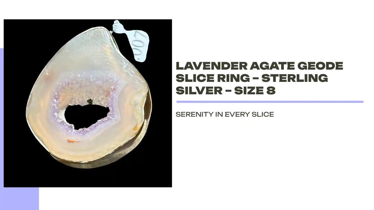 Lavender Agate Geode Slice Ring &ndash; Sterling Silver &ndash; Size 8 by@Outfy