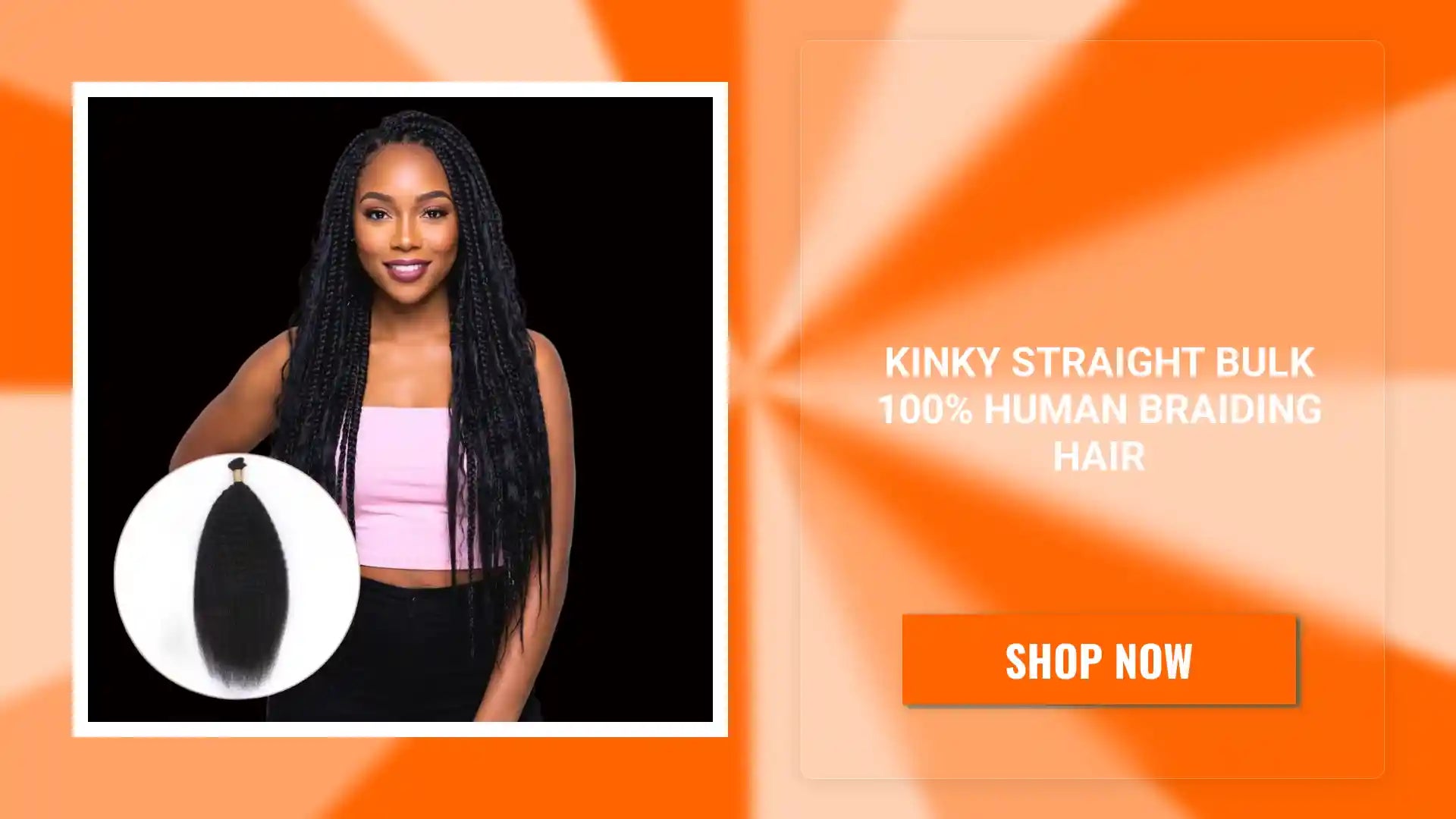 Kinky Straight Bulk 100% Human Braiding Hair by@Outfy