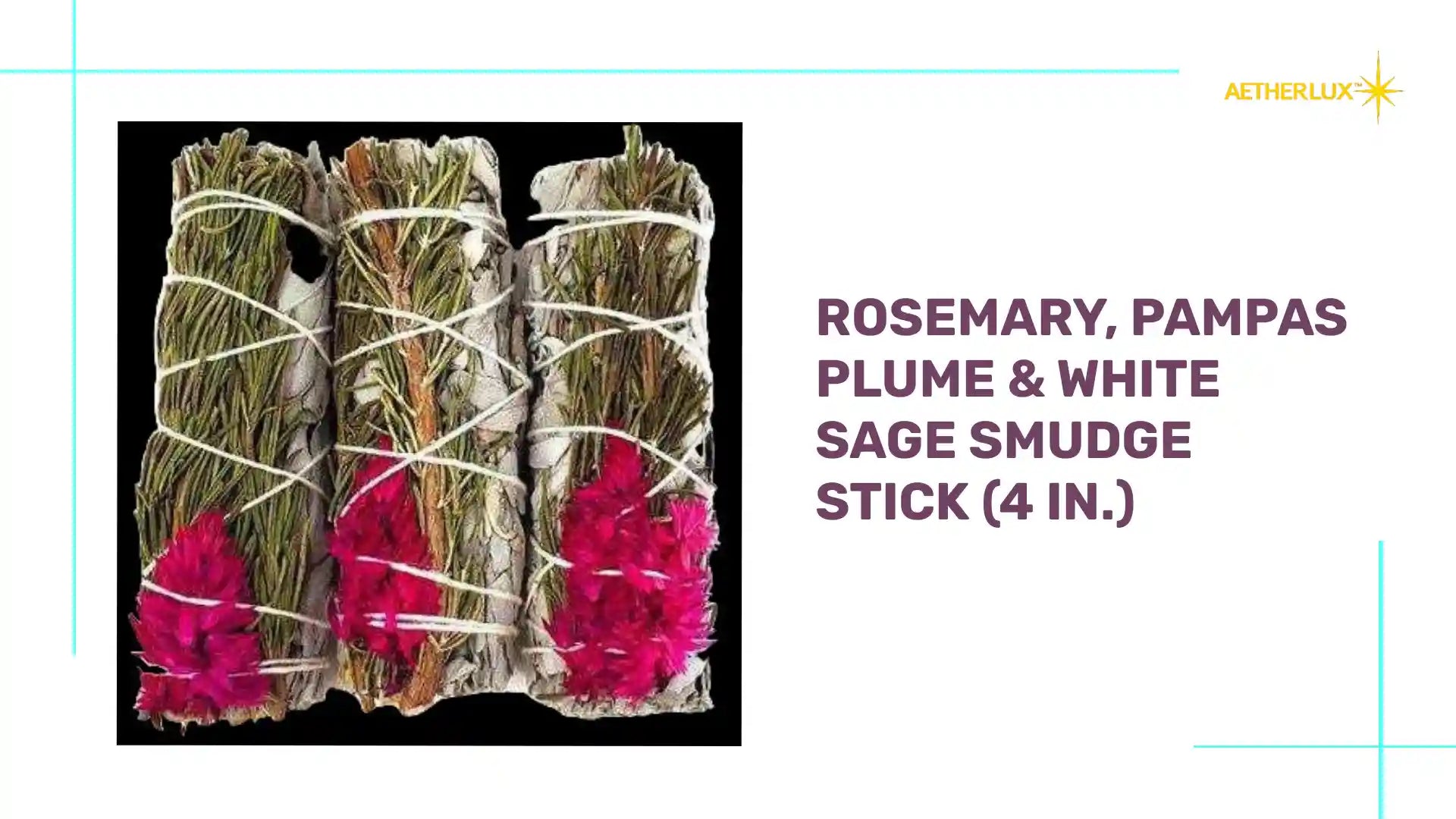 Rosemary, Pampas Plume & White Sage Smudge Stick (4 in.) by@Outfy