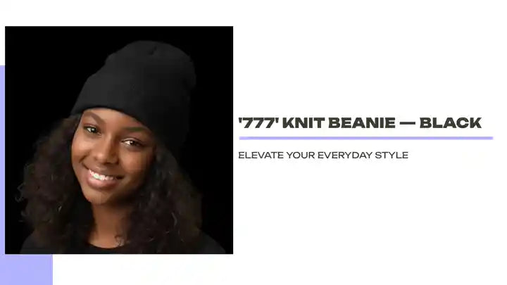 '777' Knit Beanie &mdash; Black by@Outfy