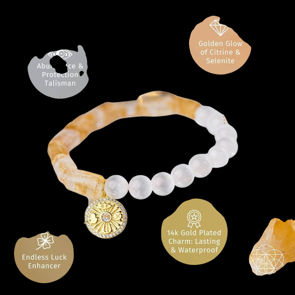 Quartet of Luck - Citrine & Selenite Bracelet of Serendipity by Conscious Items