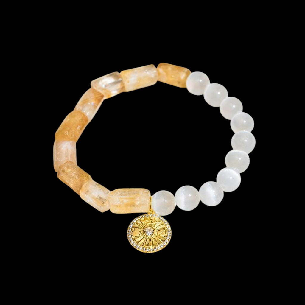 Quartet of Luck - Citrine & Selenite Bracelet of Serendipity by Conscious Items