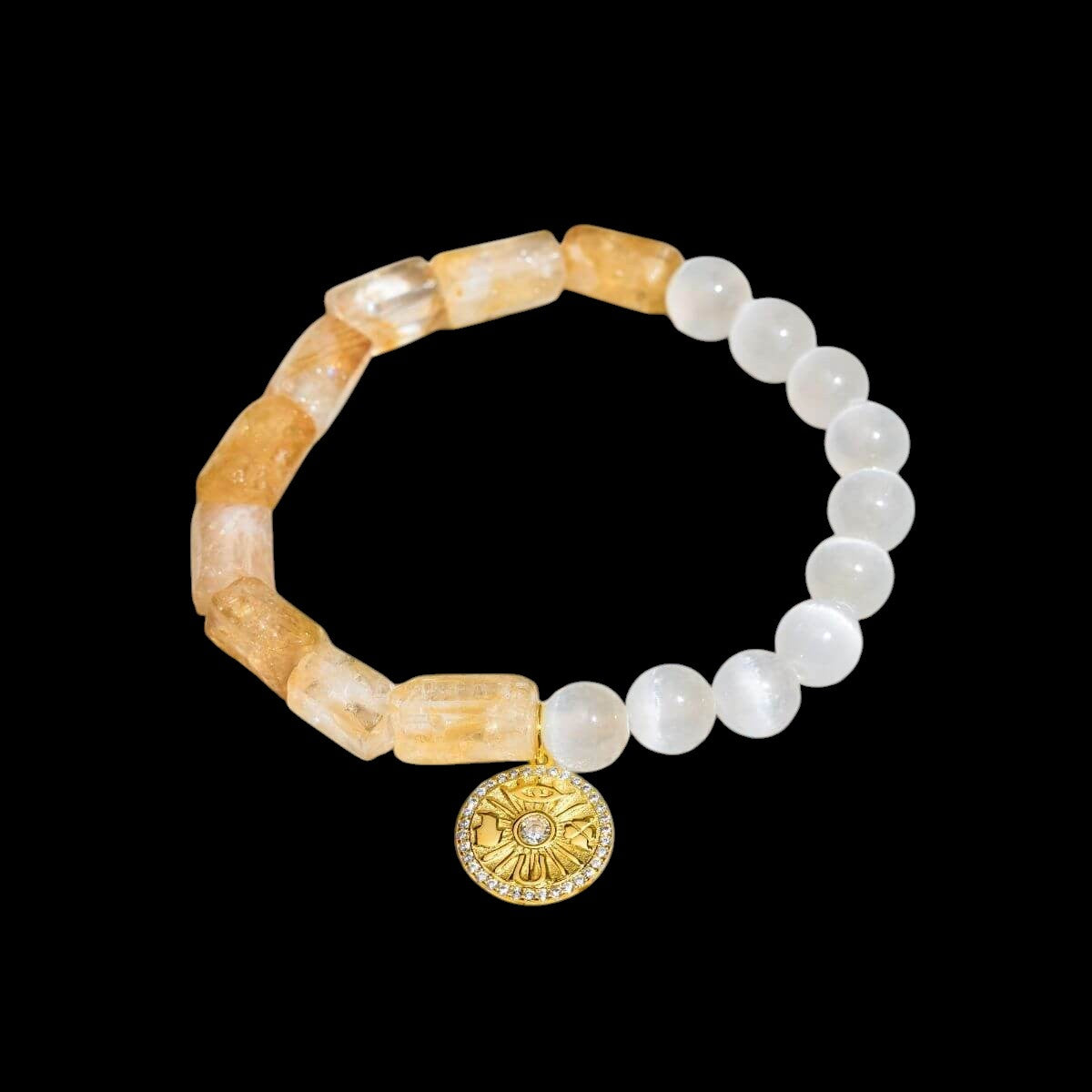 Quartet of Luck - Citrine & Selenite Bracelet of Serendipity by Conscious Items