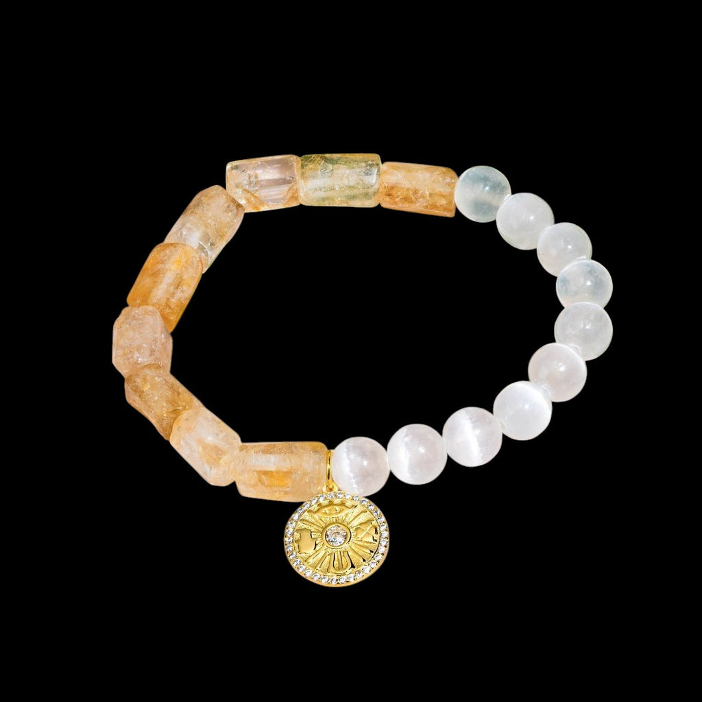 Quartet of Luck - Citrine & Selenite Bracelet of Serendipity by Conscious Items