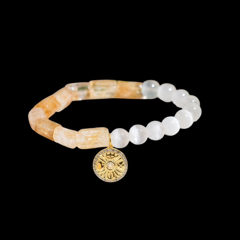 Quartet of Luck - Citrine & Selenite Bracelet of Serendipity by Conscious Items