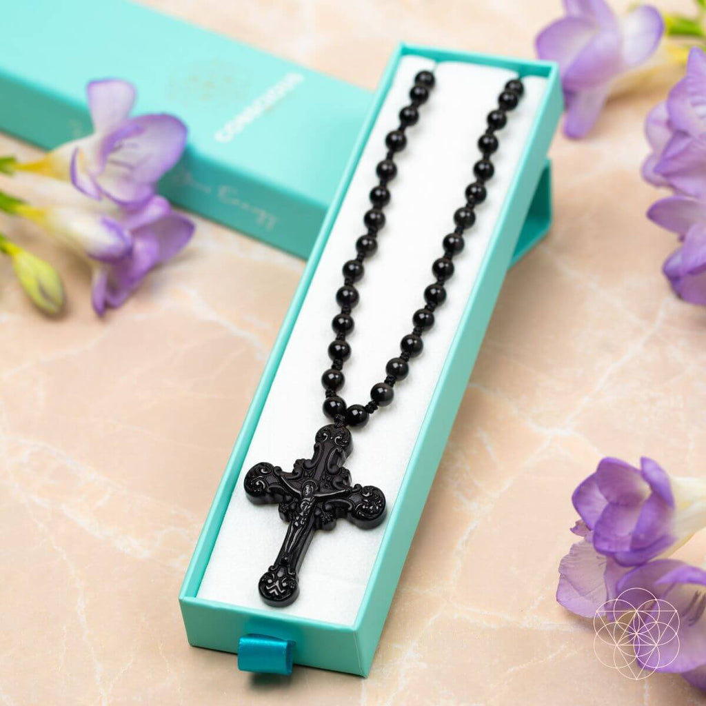 Sacred Armor: Black Obsidian Cross of Faith & Protection by Conscious Items