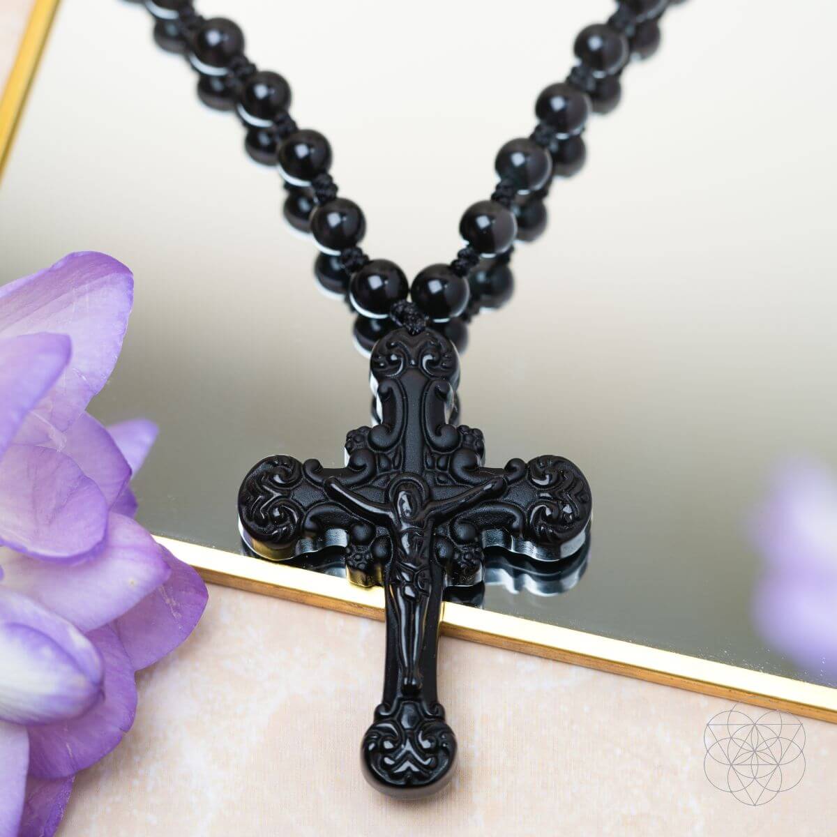 Sacred Armor: Black Obsidian Cross of Faith & Protection by Conscious Items