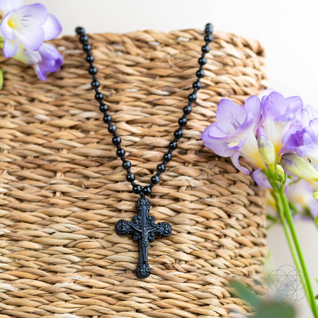 Sacred Armor: Black Obsidian Cross of Faith & Protection by Conscious Items