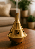 2 Piece Brass Cone Incense Burner