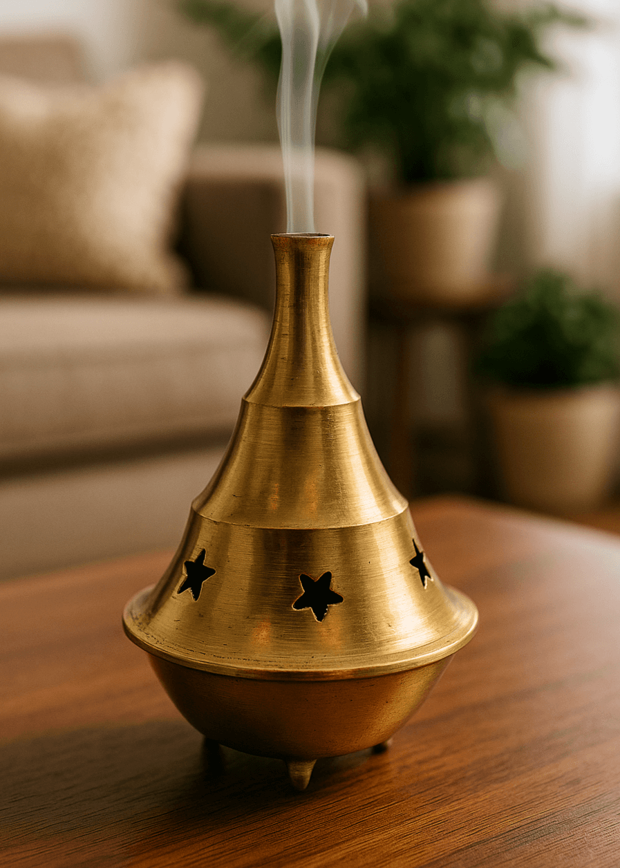 2 Piece Brass Cone Incense Burner
