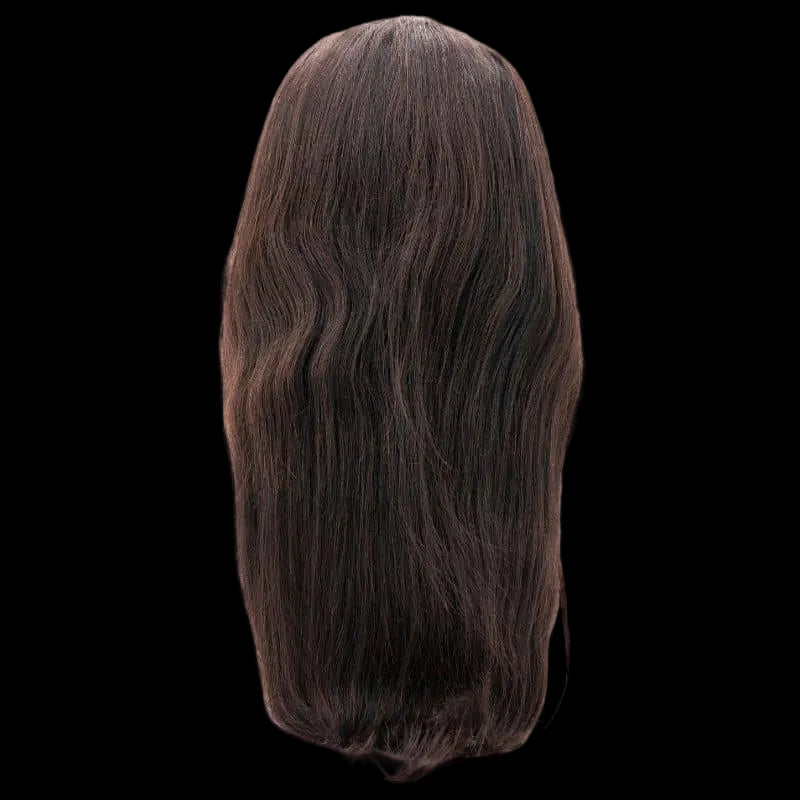 Dark brown wig on a white background