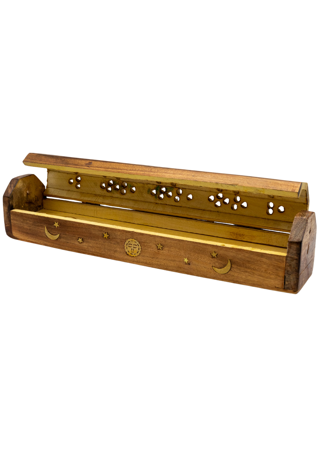 Brass Inlay Sun & Moon Coffin Incense Burner