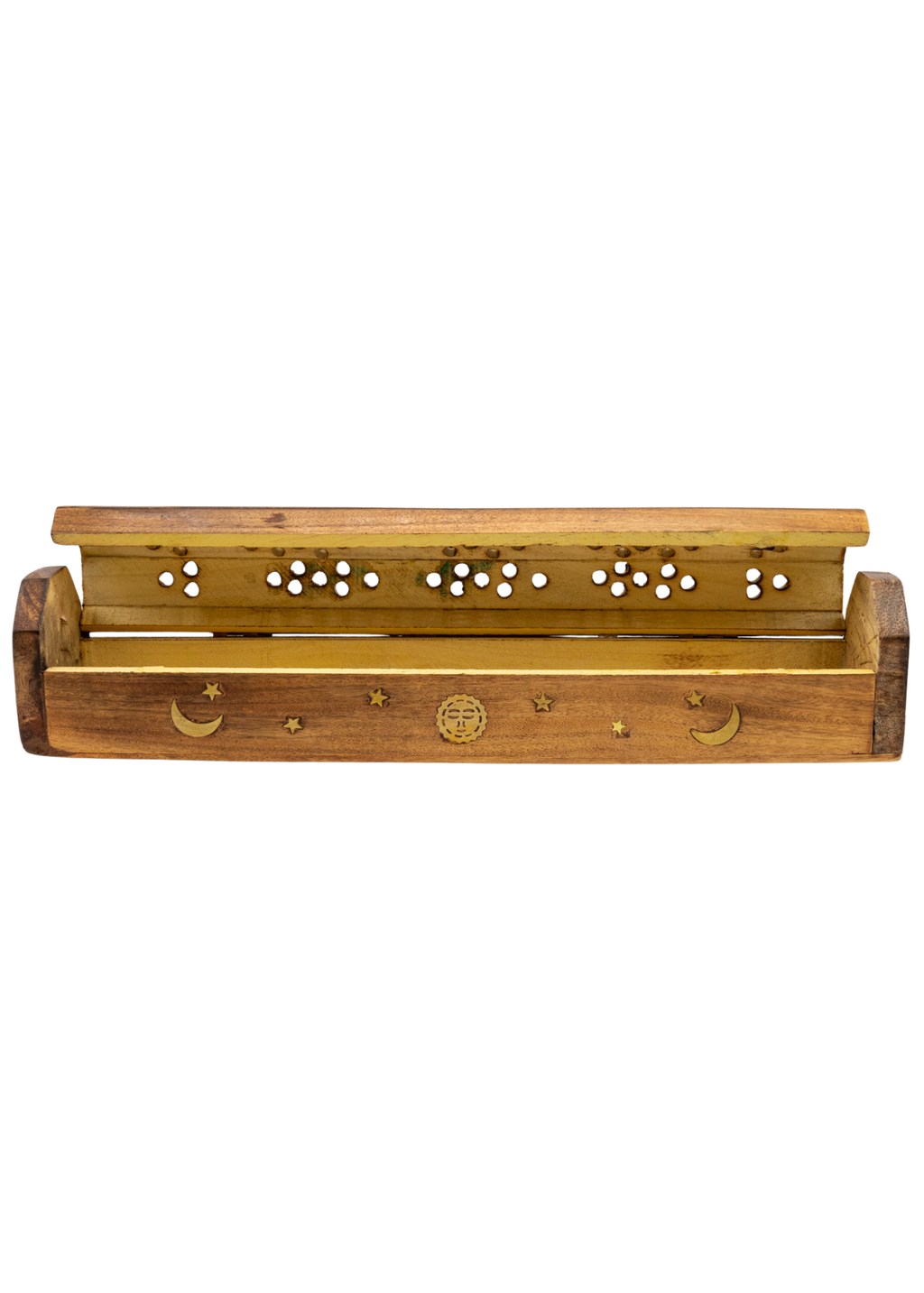 Brass Inlay Sun & Moon Coffin Incense Burner