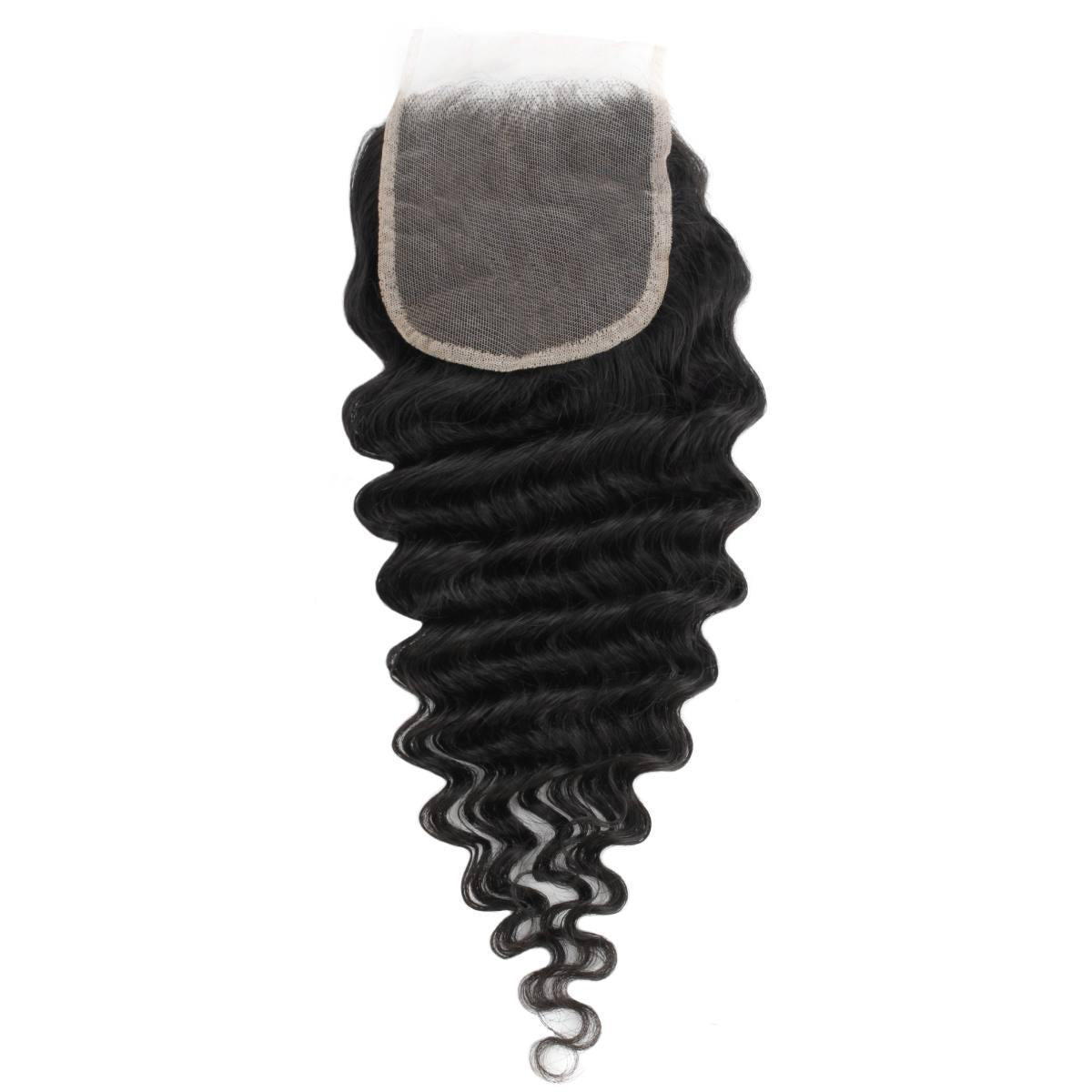 Deep Wave 4x4 Transparent Lace Human Hair Closure by Private Label