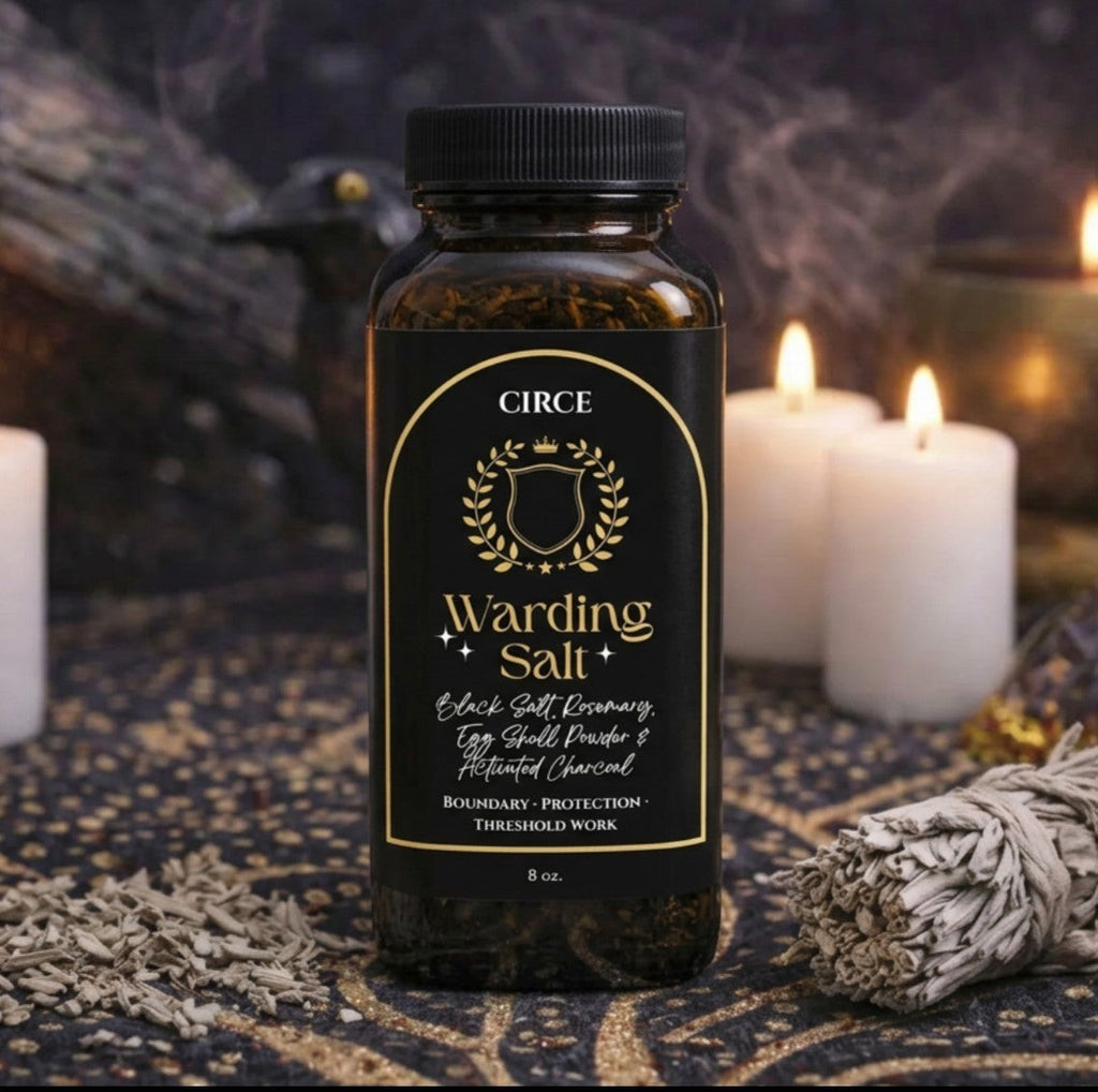 Warding Salt – Ritual Protection Blend with Black Salt, Rosemary & Activated Charcoal (8 oz) by Circe Boutique